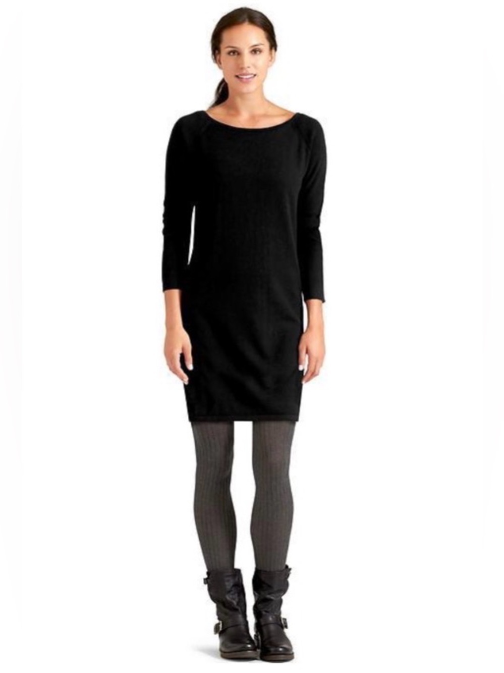 Athleta Solitude Pull over Women's Black Long Sleeve Knit Dress Size Medium